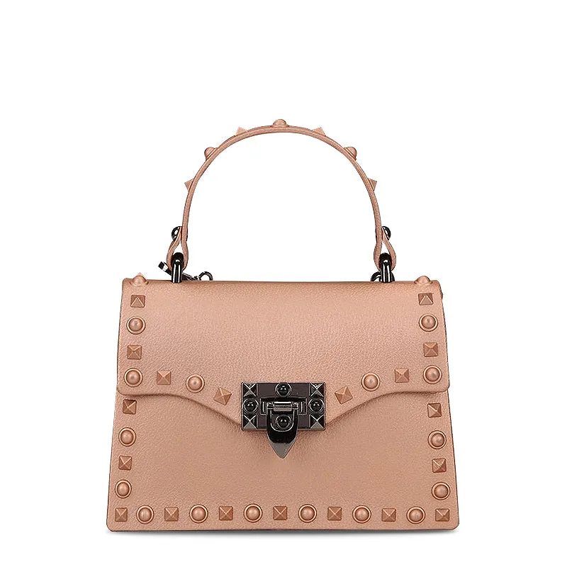 Bond & Mason The Chantal Studded Bag showing vegan leather handbag with studs and dark-tone hardware