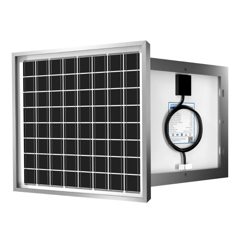 ACOPOWER 10W 24V Monocrystalline Solar Panel with IP67-rated junction box for industrial applications