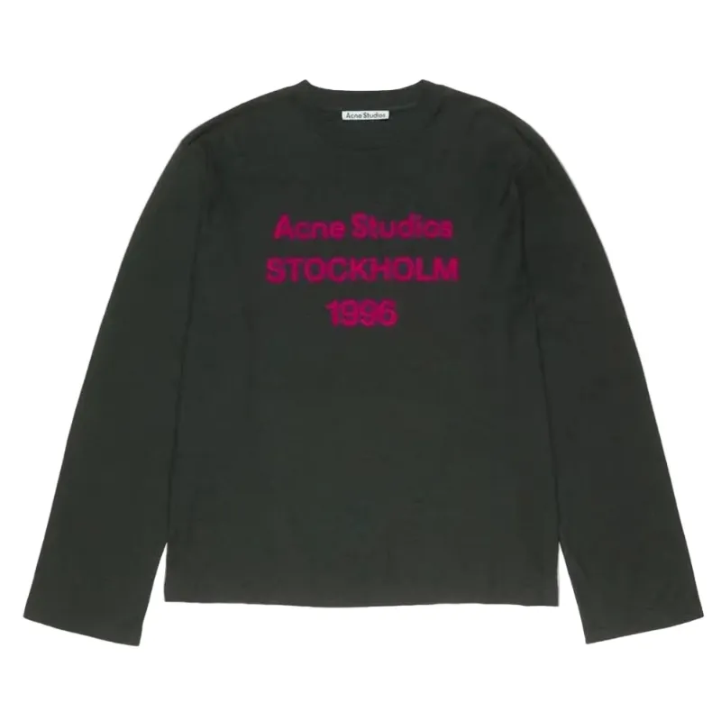 AfewVibe Acne Studios 1996 LOGO Long Sleeve RELAXED FIT Black with distressed finish