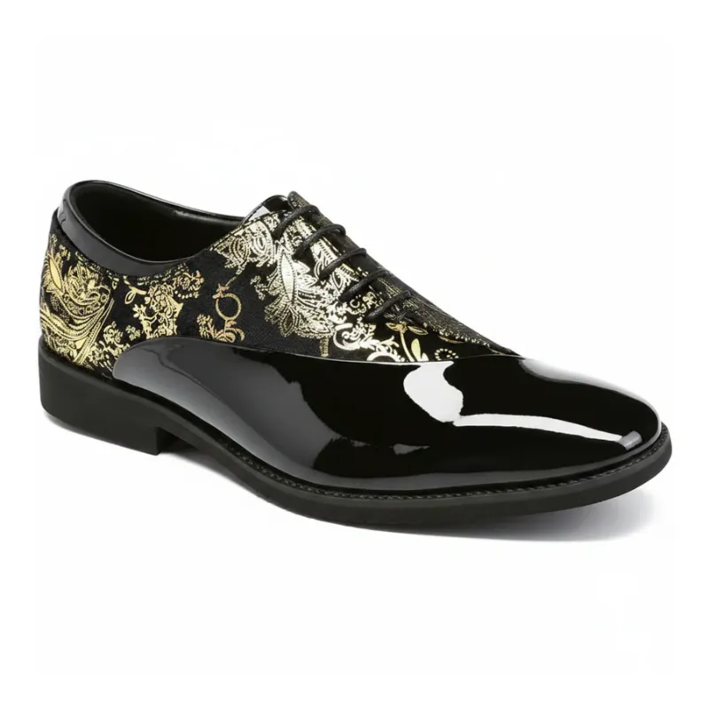 Cloudstyle AUSTIN MILL Mens Classic Formal Oxford Lace-up Patent Velvet Shoe for tuxedo