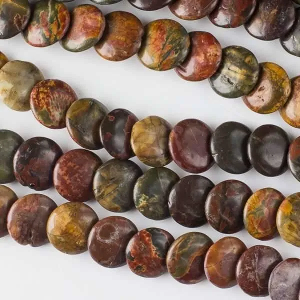 Cherry Tree Beads Red Cherry Creek Jasper 12mm Coin Lentil Beads, 16 inch strand