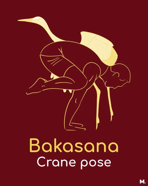 Muselot Bakasana crane pose printed t-shirt with DTG graphics