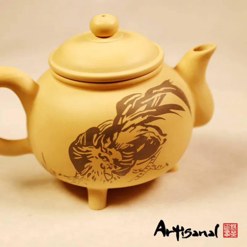 Wild Tea Qi Auspicious Jian Shui Pottery Teapot in natural purple clay by Zhang Jian Sheng