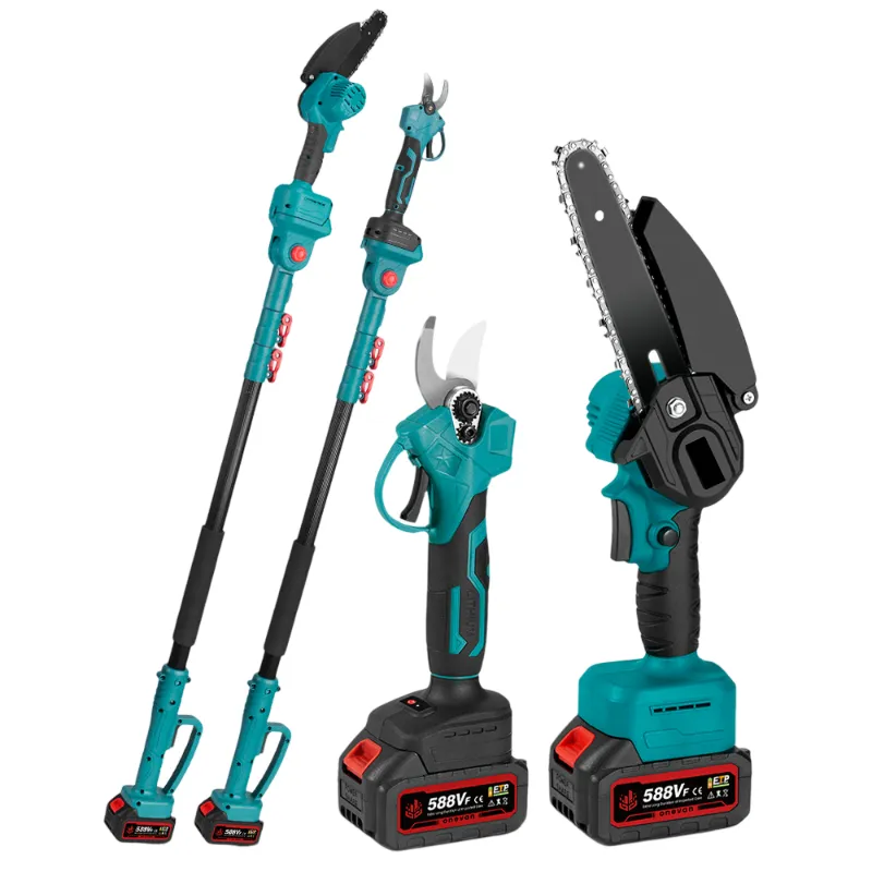NewBeny cordless 6 inch chainsaw 25mm pruning shears telescoping pole combo