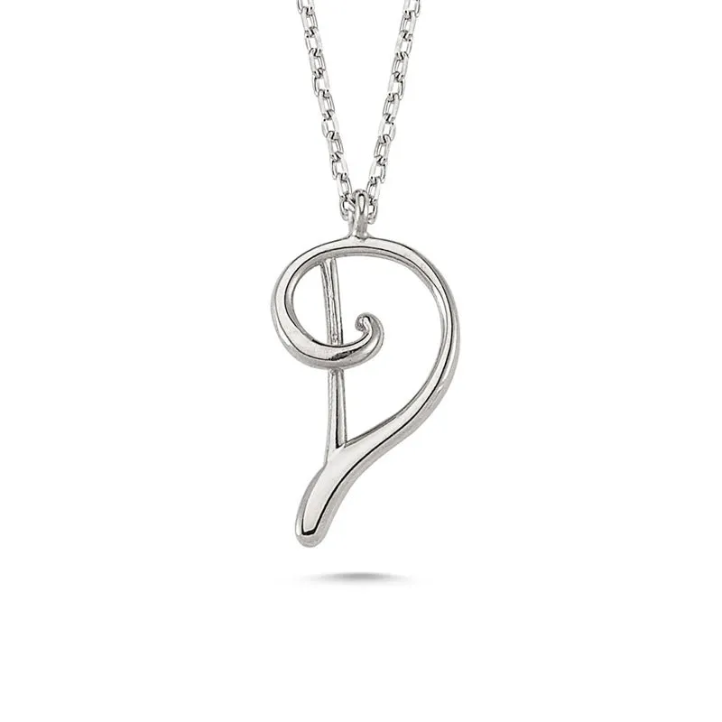 Amorium Jewelry D Letter Mini Initial Silver Necklace with flat D initial pendant