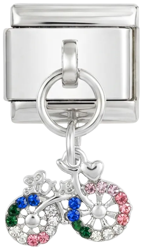 Charms Official Bicycle with Stones on Silver charm