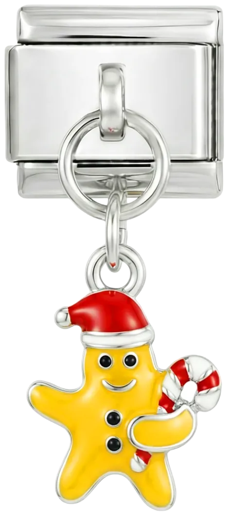 Charms Official Christmas Gingerbread charm on silver base showing gingerbread man cookie design