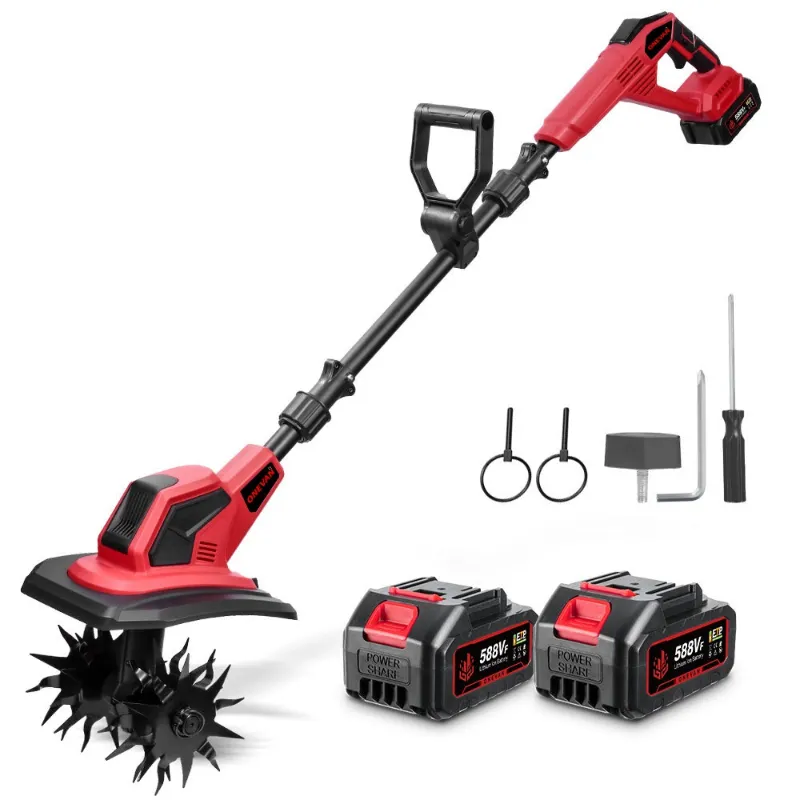 NewBeny 9 Inch Brushless Cordless Tiller Cultivator with detachable sections