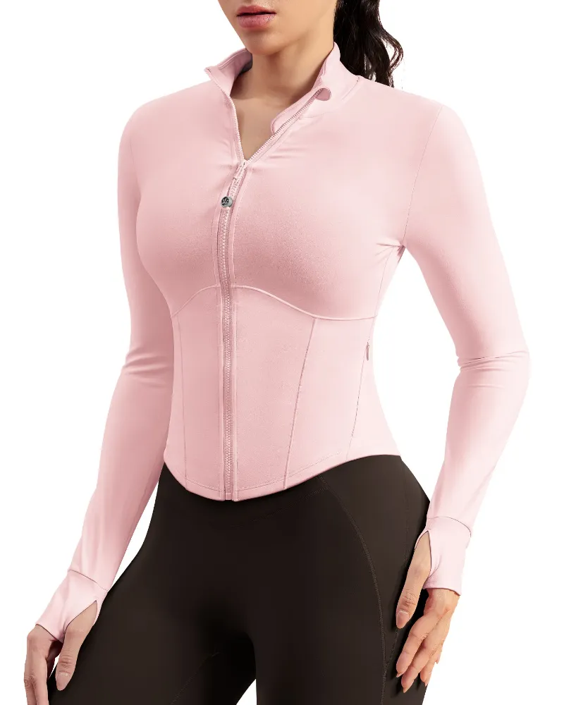 QUEENIEKE BareLuxe Corset BBL Jacket for Women, waist-length cropped, zip up