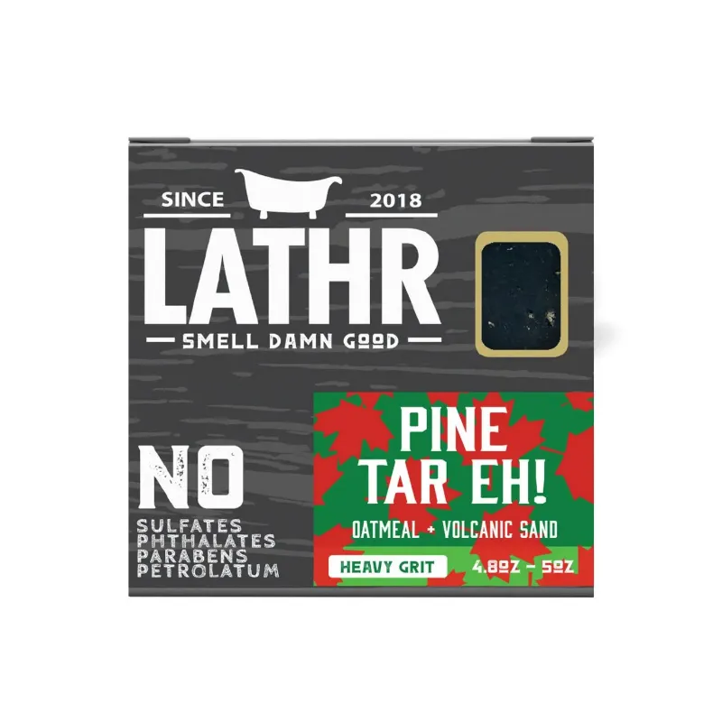 LATHR Pine Tar Eh Soap Bar with heavy grit volcanic pumice