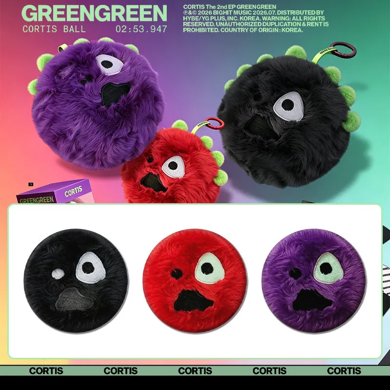 TTAesthetic GREENGREEN CORTIS BALL Badge Mirror Keychain showing ball design with attached mirror