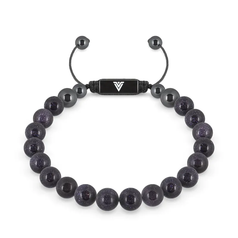VOLTLIN Blue Goldstone Shambala Bracelet with shimmering blue goldstone beads