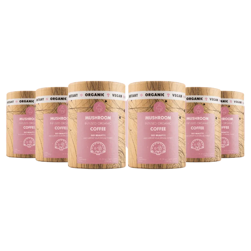 Mushroom Cups 60 servings Go Beauty organic instant coffee with Reishi and Lion's Mane