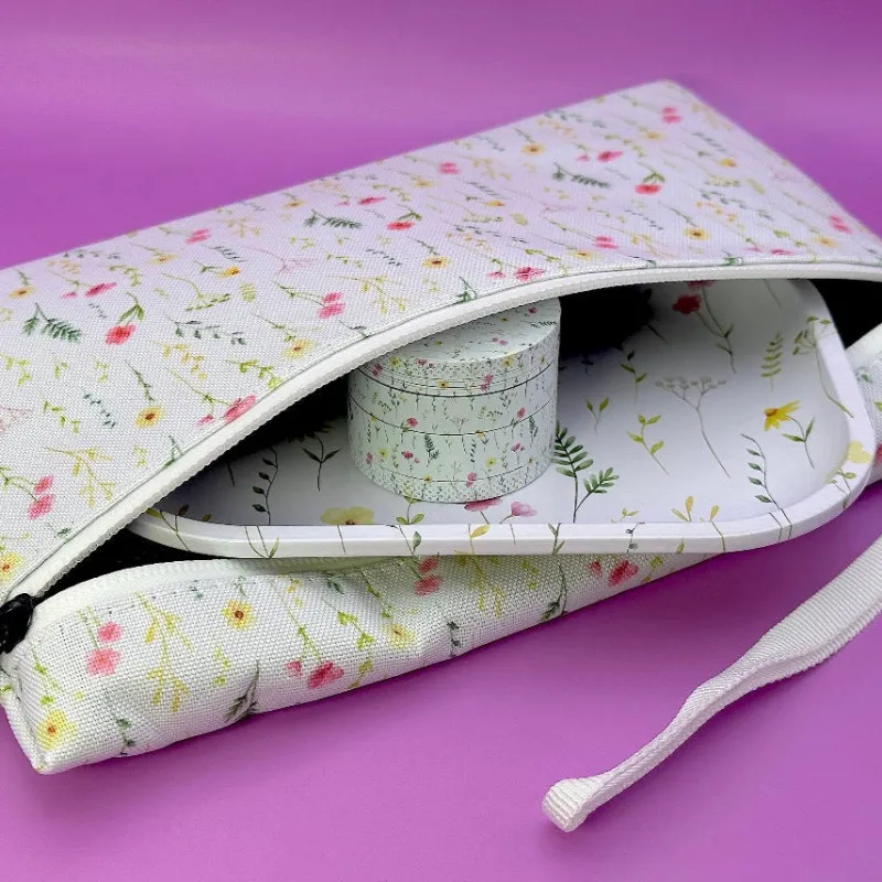 High Dreams Floral Set 3-in-1 showing smell proof bag, metal rolling tray and grinder with aesthetic floral design