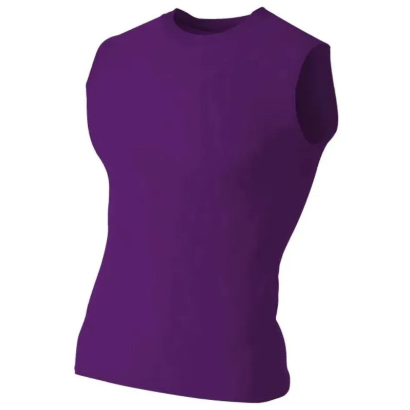 Do It Tennis A4 Men's Sleeveless Compression Muscle Tee (Purple) shown on a model