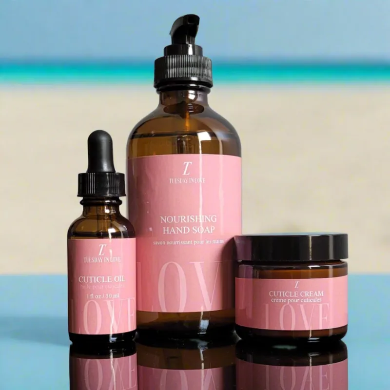 Tuesday in Love Cuticle Care Gift Set with hand soap, cuticle oil, and cream