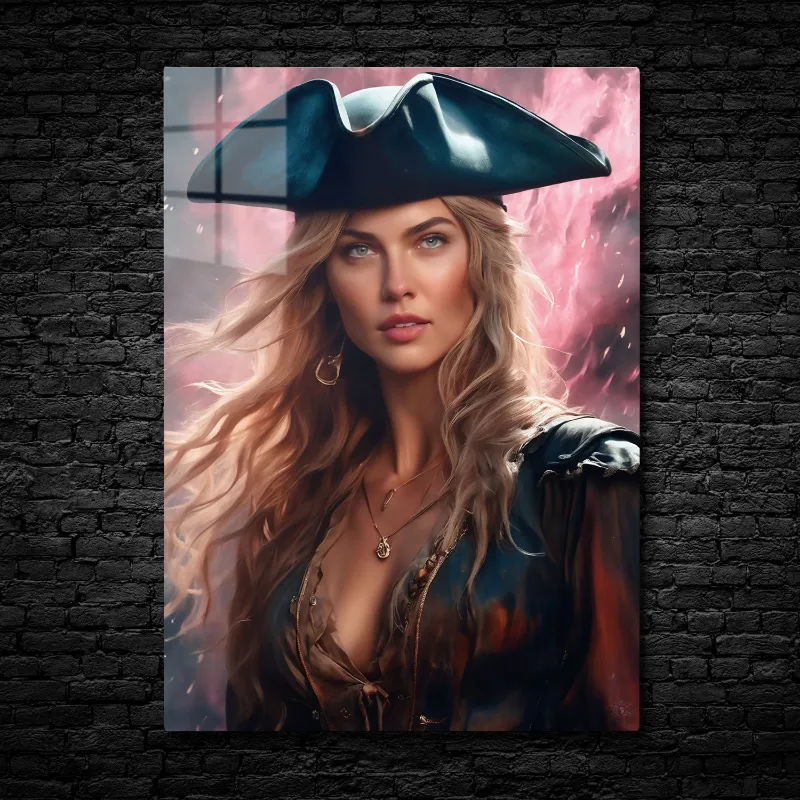 CruArt Captain of the Tempest metal print showing fierce pirate captain with blonde hair