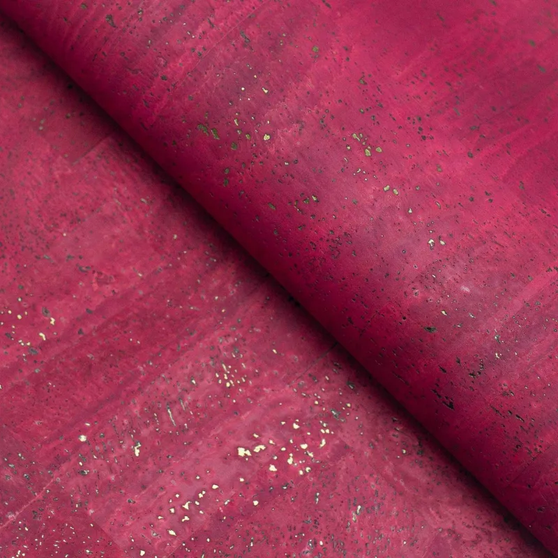 Corkadia Burgundy Red Portuguese Cork Fabric, a roll of deep red cork material for crafting