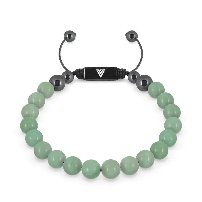 VOLTLIN Green Aventurine Shambala Bracelet on black cord with silver logo bead