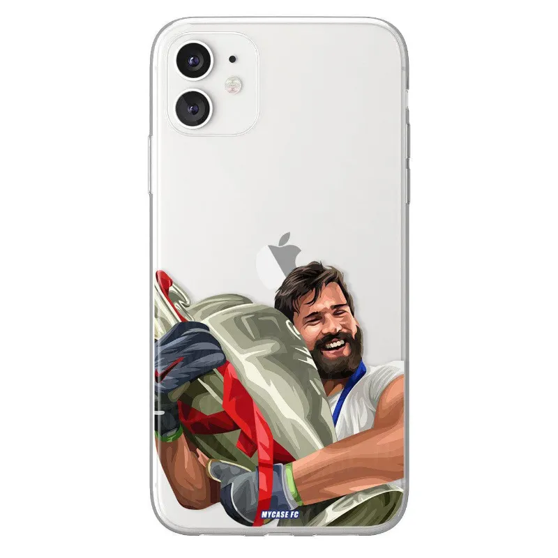 MYCASE FC ALISSON Liverpool phone case with hand-drawn design featuring player artwork