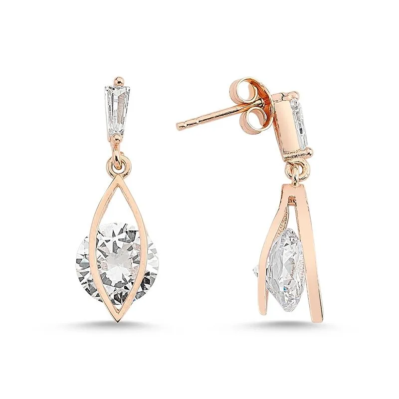 Amorium Jewelry Dainty Delicate Floating CZ Crystals Studs Earrings showing studs with vertical line of crystals
