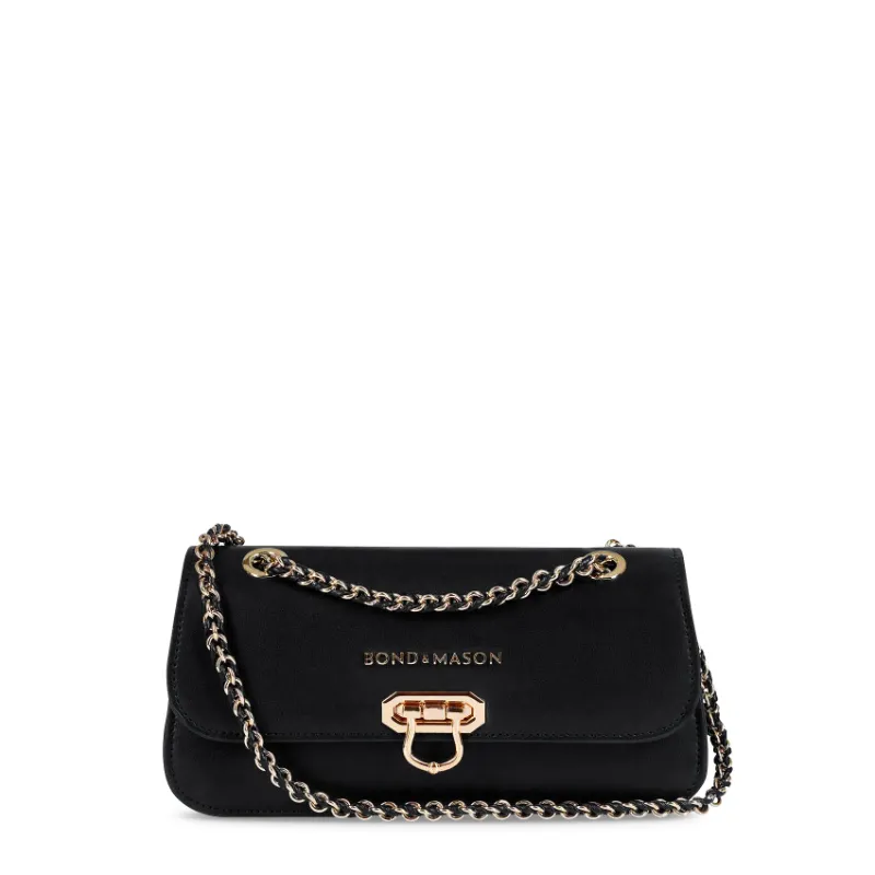 Bond & Mason The Alisson Crossbody Bag (Black) photo showing black vegan leather crossbody bag