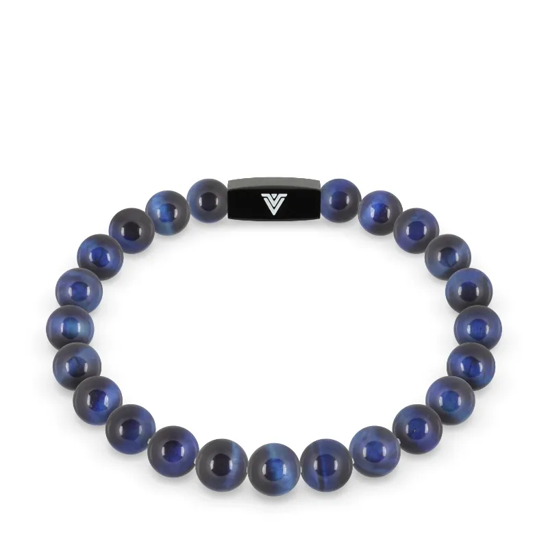 VOLTLIN Blue Tigers Eye Stretch Bracelet with natural stone beads