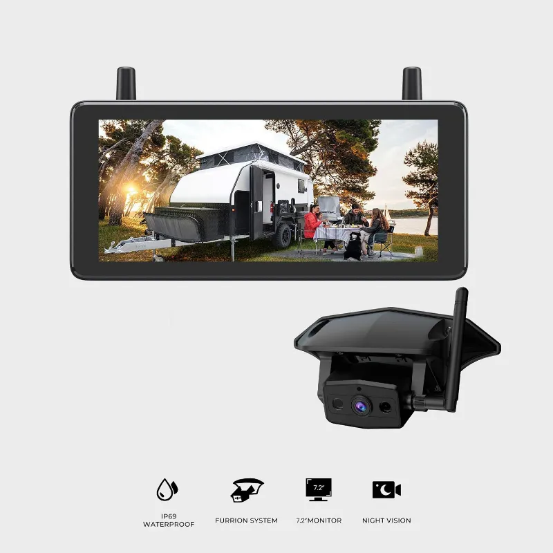 AUTO-VOX WF1 wireless backup camera with 7.2 inch monitor for Furrion system travel trailers