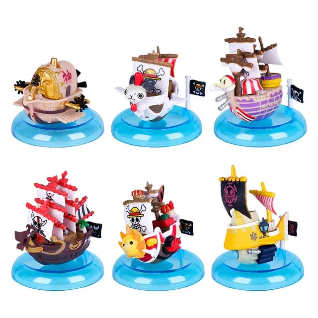 Animeancy 6Pcs One Piece Mini Pirate Ships Q Version set with Thousand Sunny and Going Merry