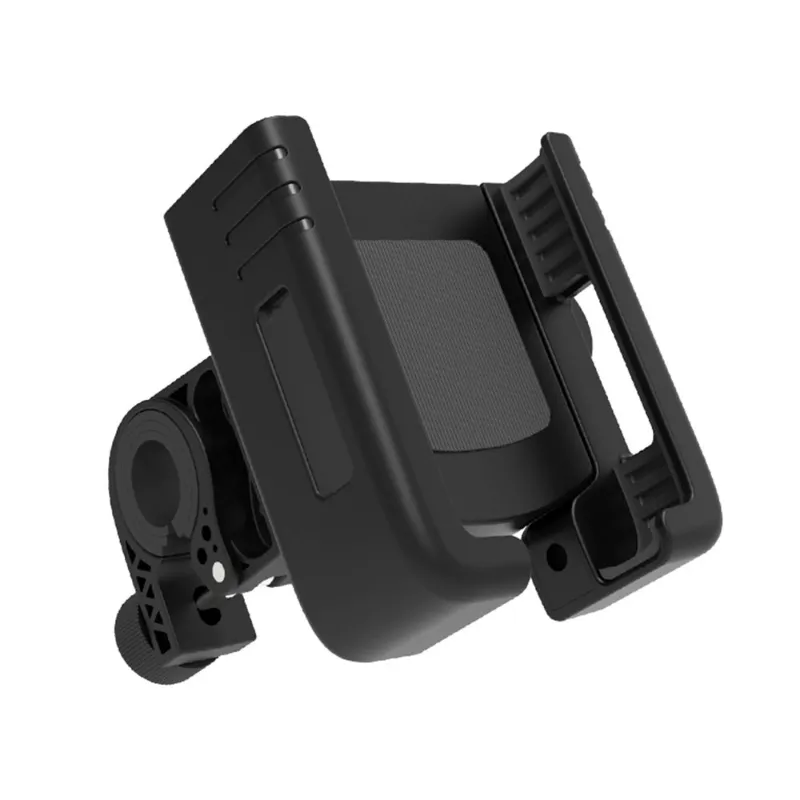 Touroll Bike Phone Mount Holder – black plastic clamp with 360° rotation, silicone pads