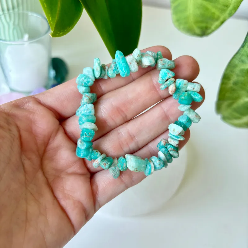 Turix Amazonite Chips Bracelet featuring natural blue-green stone fragments
