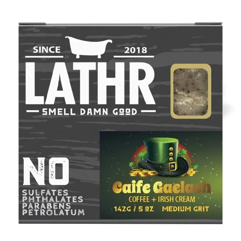 LATHR Caife Gaelach Bar two-pack Irish coffee scented soap with coffee grounds