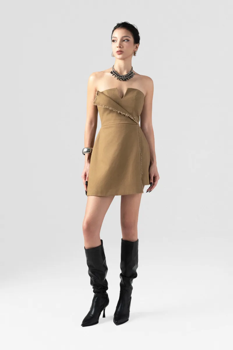 Kalisa Innovative V-Neck Mini Dress in front view