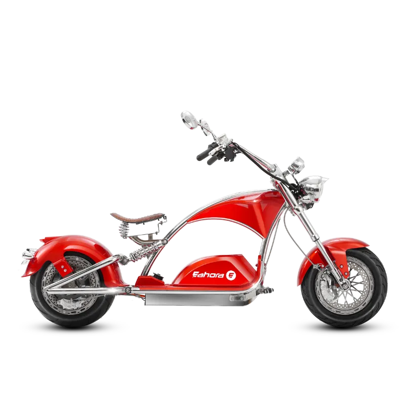 Eahora E-scooter Chrome M1PS in red, chrome electric chopper with sleek styling