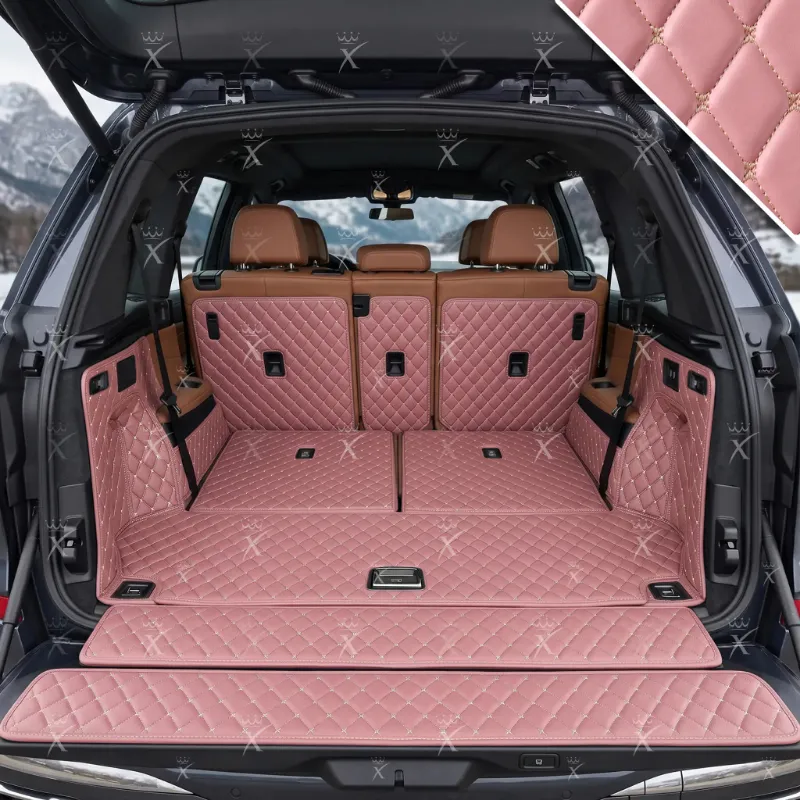 Luxus Car Mats Diamond 360Fit Trunk Mat in Flamingo Pink, diamond-stitched panel in cargo area