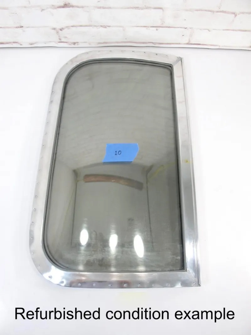 ZeereeZ Airstream Curb Side Front Double Pane Glass Glass Curved Wing Window for Mid 70s Plus Trailer, original vintage part
