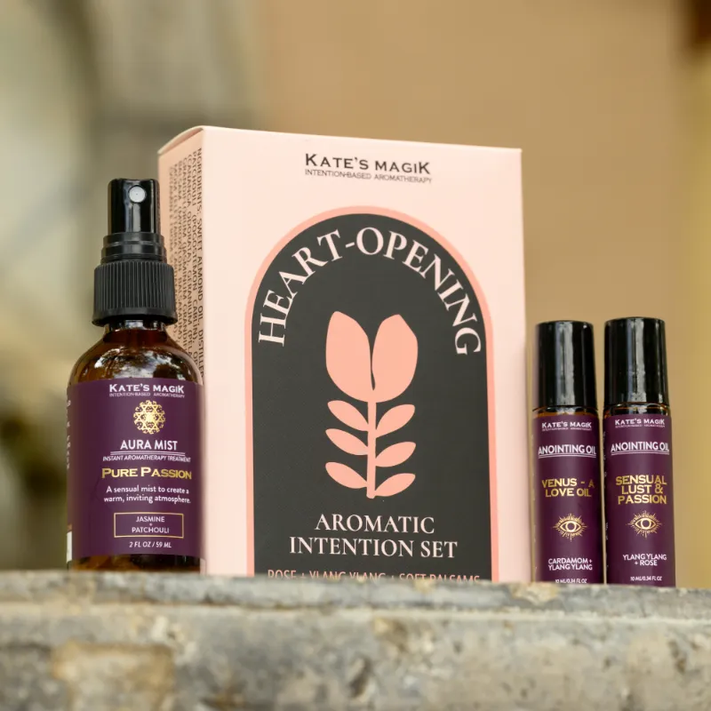 Kates Magik Heart-Opening Aromatic Intention Set with mist and two roll-on oils