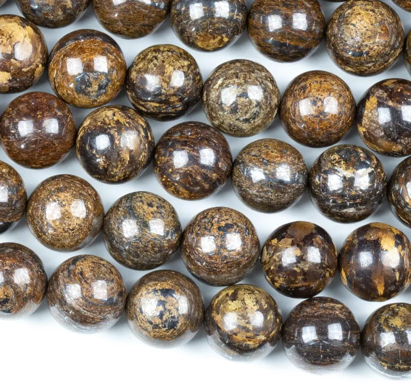 Cherry Tree Beads bronzite 12mm round beads, 16 inch strand with bronze sheen