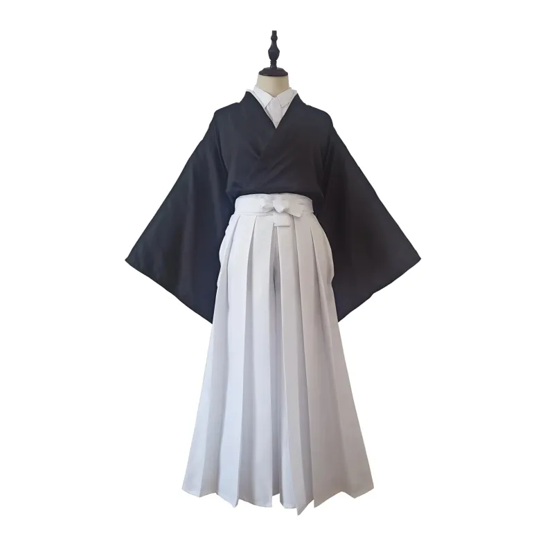 Foxtume Black and White Hakama Set with kimono top and pants