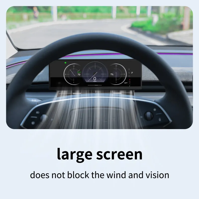 Tesstudio 10.88" Upgroud TES-F10C Dashboard Heads Up Display showing wireless CarPlay interface in Tesla