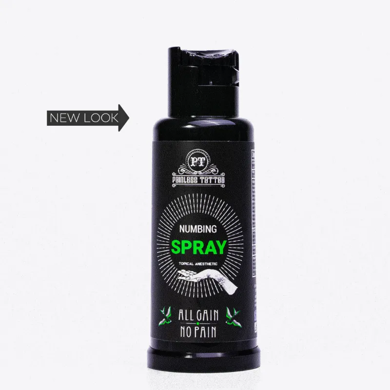 Painless Tattoo Spray small bottle on white background