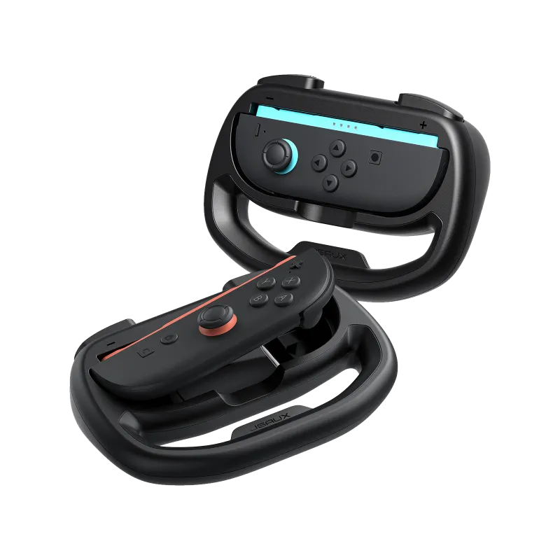 JSAUX Racing Steering Wheel for Switch 2 with Joy-Con controller slots and ergonomic grip