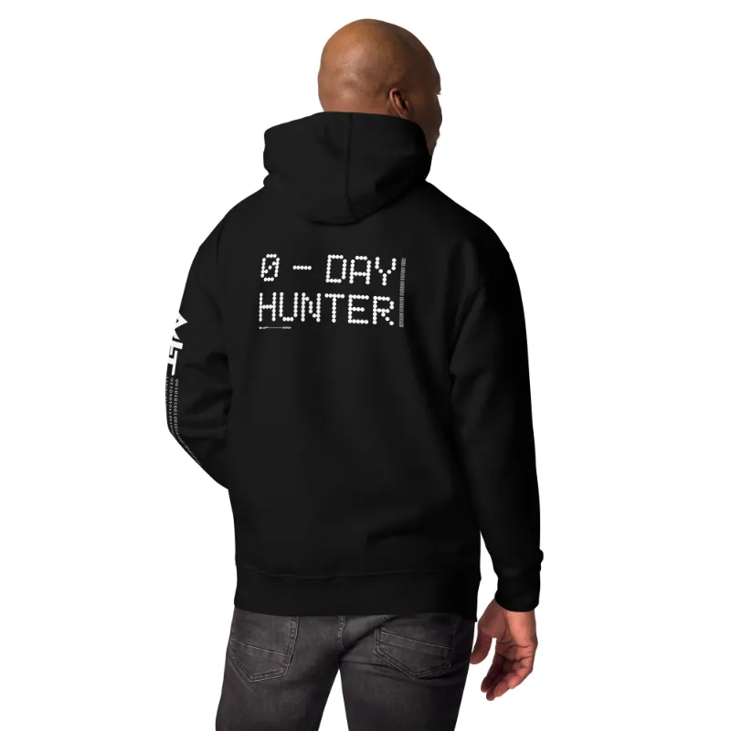 MyHackerTech 0-day Hunter V2 Unisex Hoodie Back Print in solid color with design
