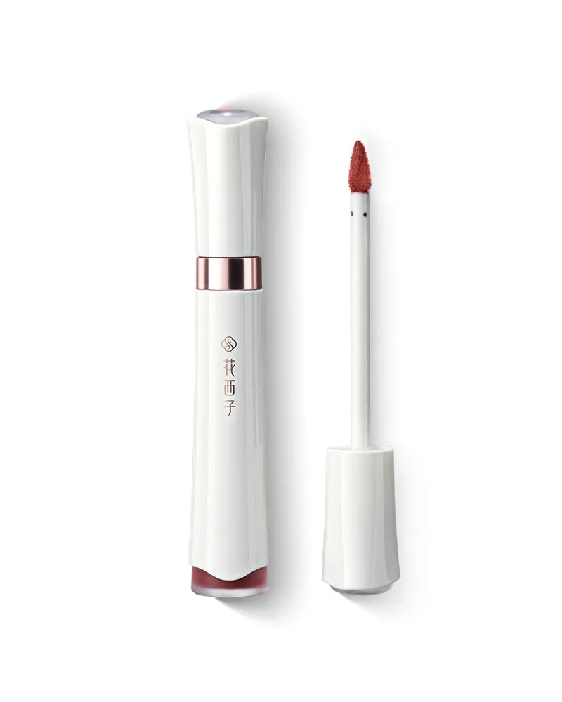 Florasis Flawless Jade Shine Liquid Lipstick in a glass bottle with shimmer finish