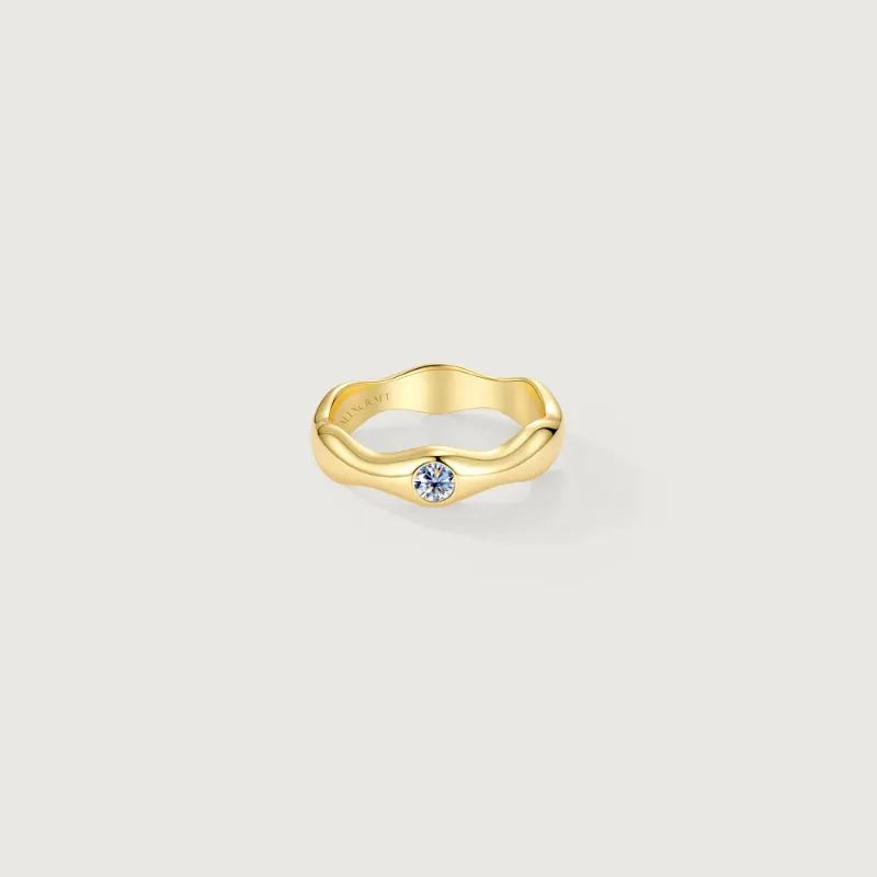 Alexcraft Flowline Soft Ripple Stackable Band Ring showing polished rippled texture on band