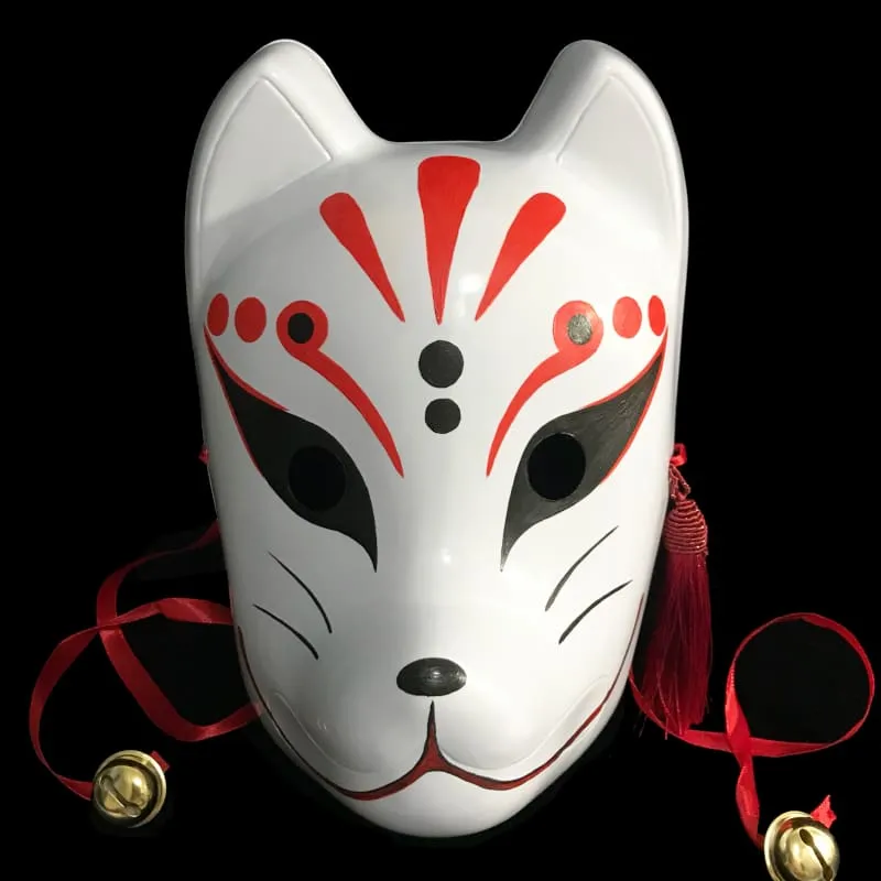 Foxtume Kitsune Mask Bloodstain, a hand-painted red and white PVC fox mask