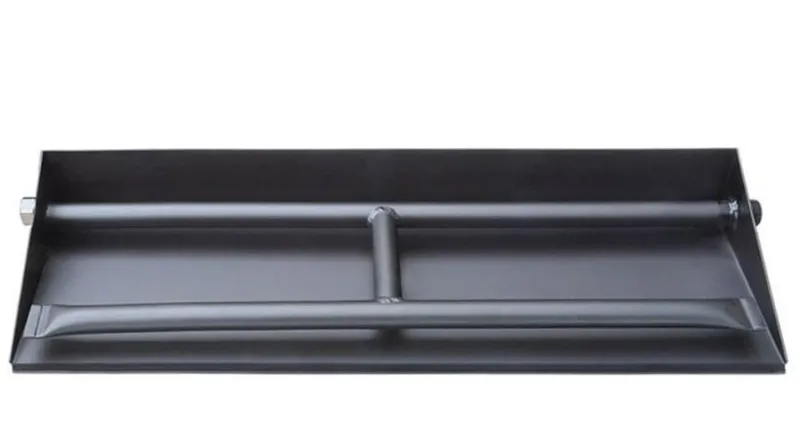 GrillPartsReplacement 14.5 inch dual fireplace burner and pan in black steel with connection hubs