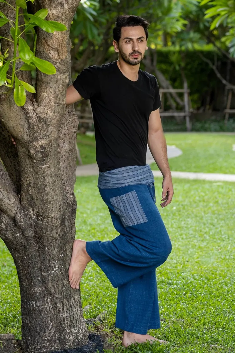 Hippie Pants Men's Premium Indigo Fisherman Pants, handmade artisanal wrap style