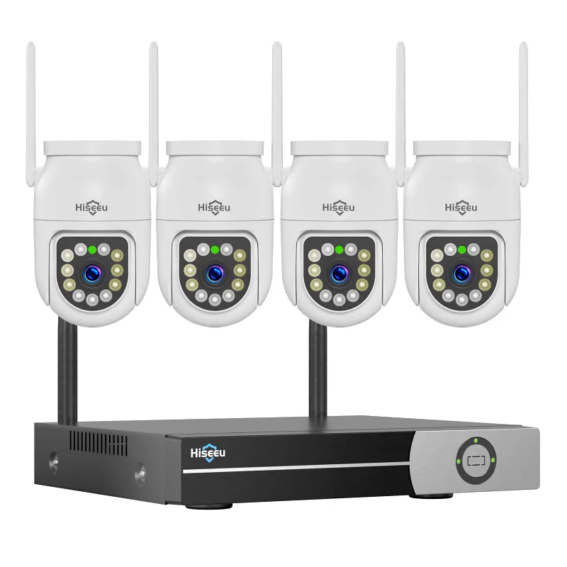 Hiseeu 3MP wireless PTZ outdoor security camera system with NVR