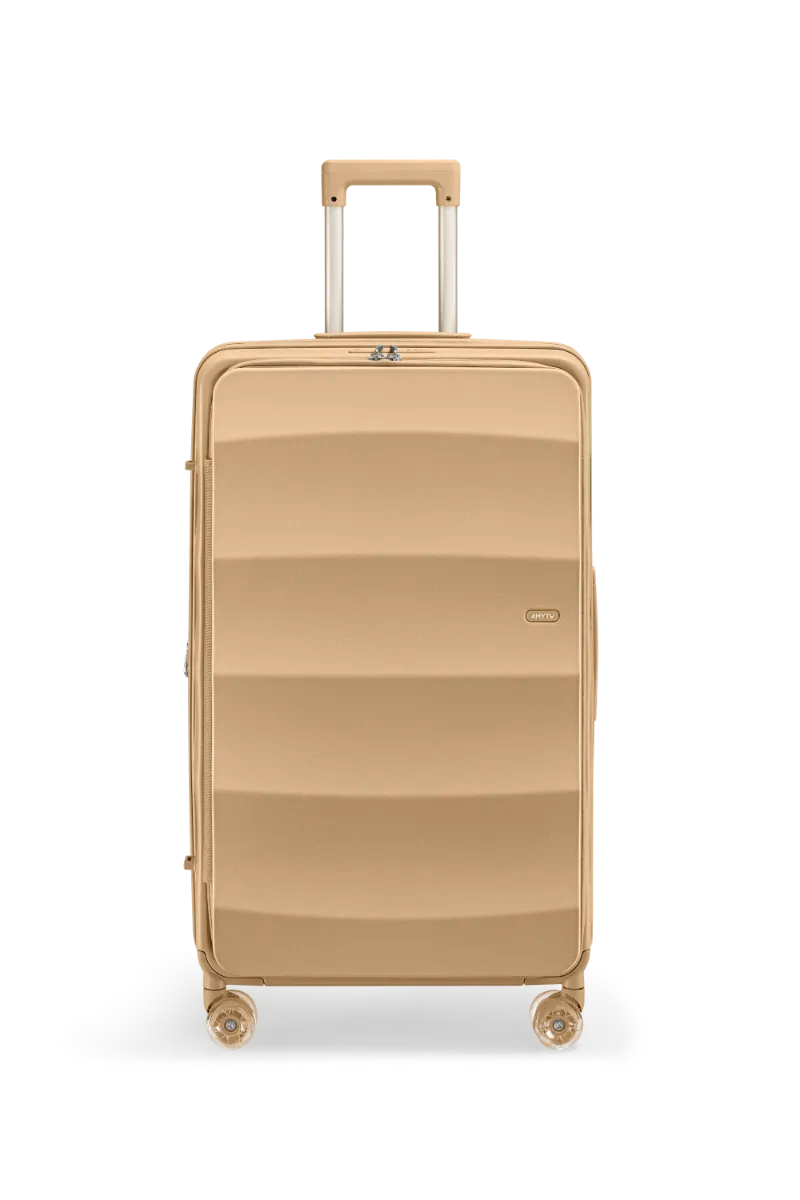 4MYTU Tank Lite Max Trunk in Beige Brown, large hard-shell suitcase with top-opening lid
